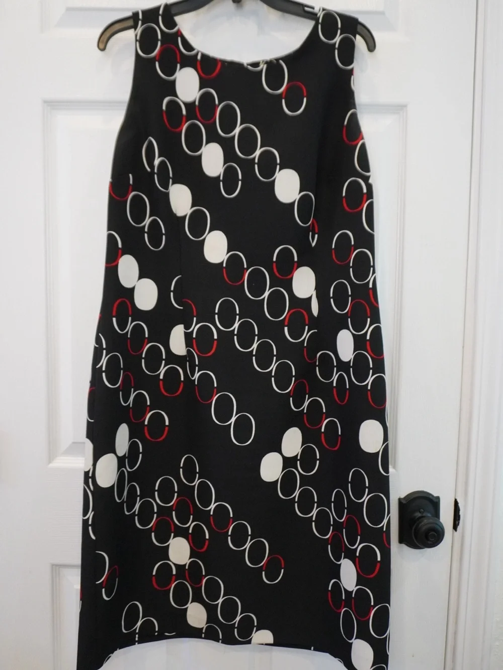 dressbarn Black High-Low Dress with White and Red Circle Print